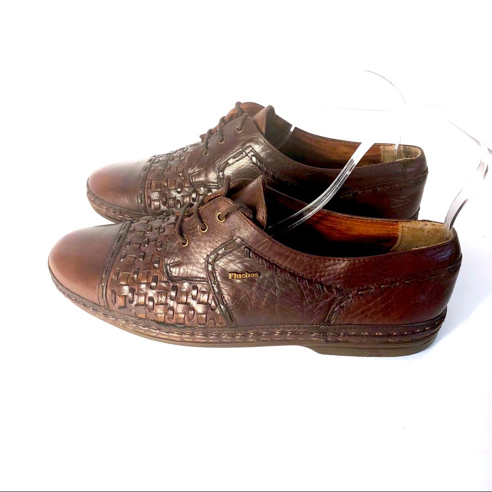 Fluchos Leather Flat Comfort Dress Brown Shoe. Size 11/11.5 Classic Rare